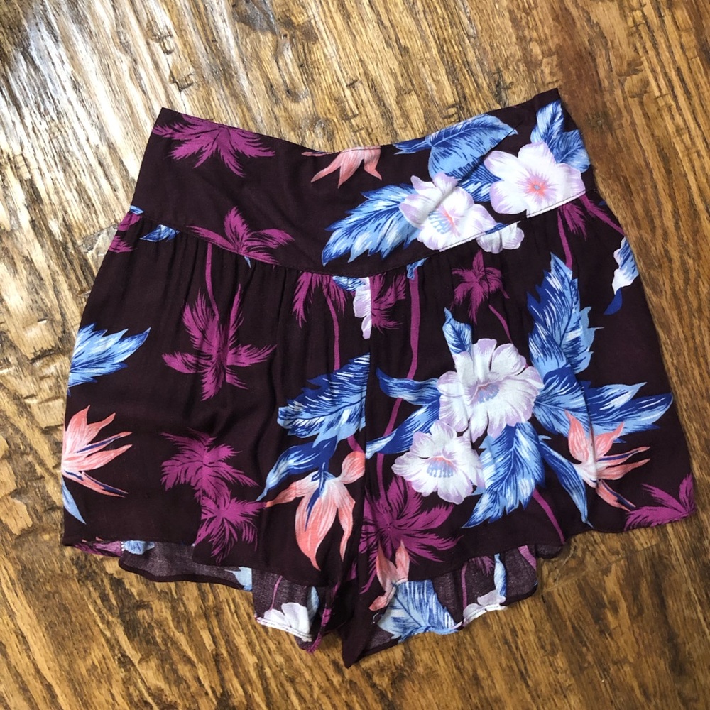 Purple Floral Shorts